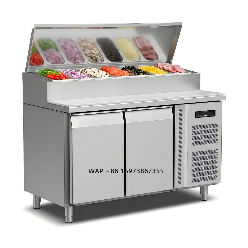 Commercial Kitchen Prep Table - ثلاجة تحضير السندويتشات والبيتزا ببابين من