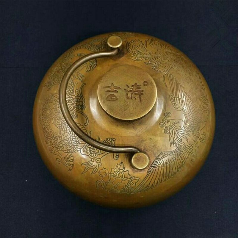 Soup Kettle Warmer - مدفأة يد نحاسية بتصميم التنين والعنقاء،