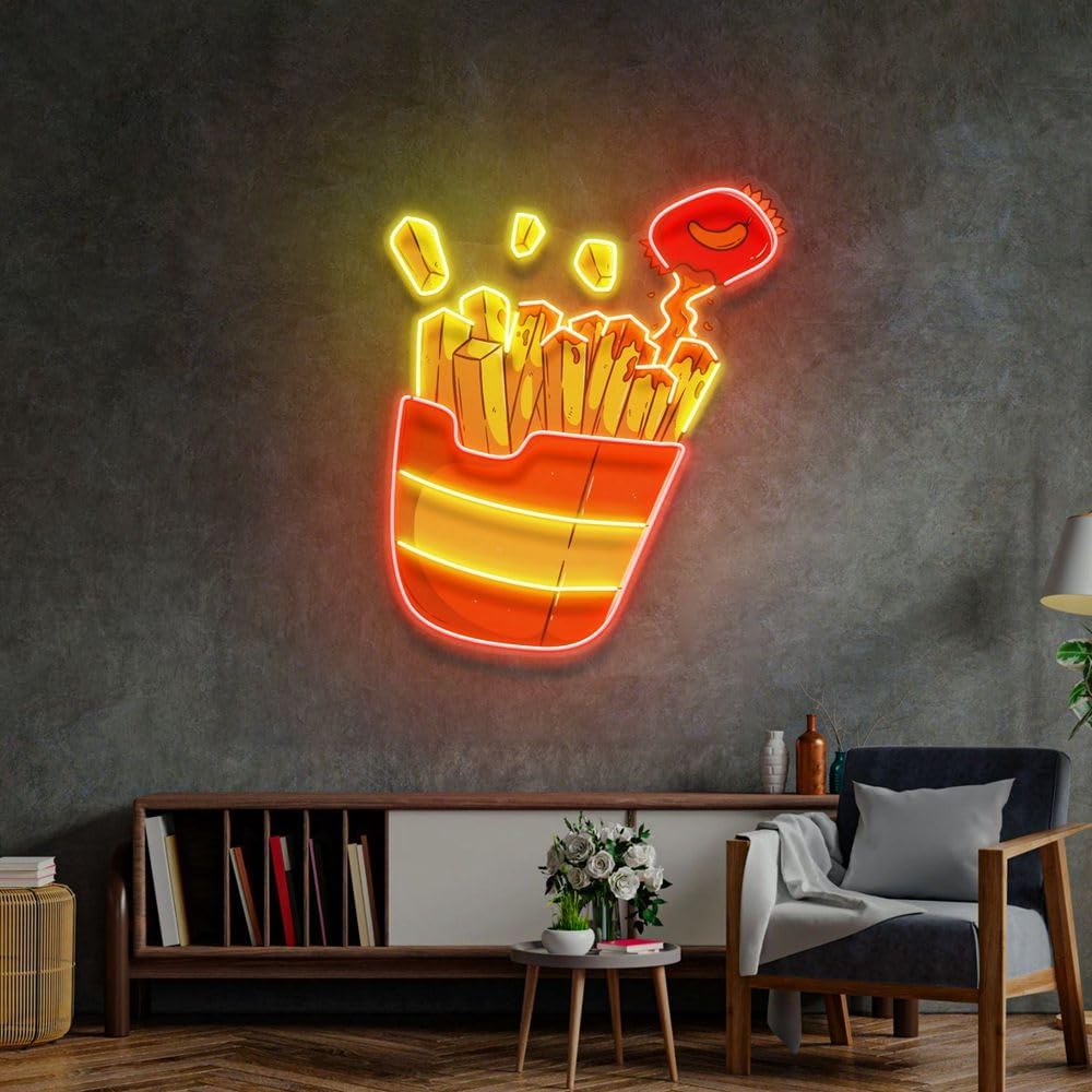 Commercial Kitchen Walls - لافتة نيون بطاطس مقلية مخصصة لديكور