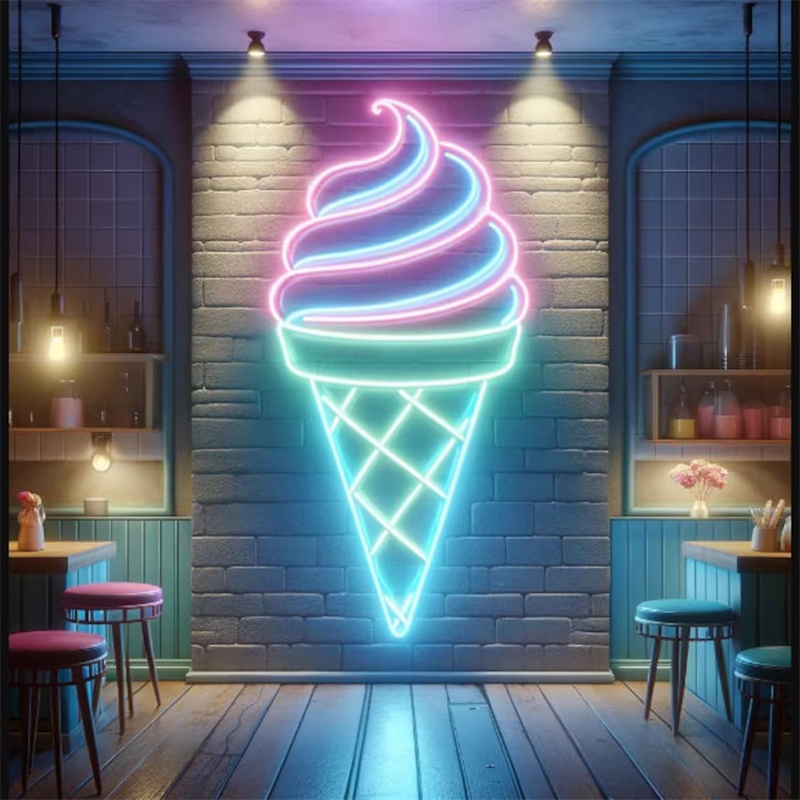 Commercial Kitchen Walls - إضاءة نيون LED على شكل آيس