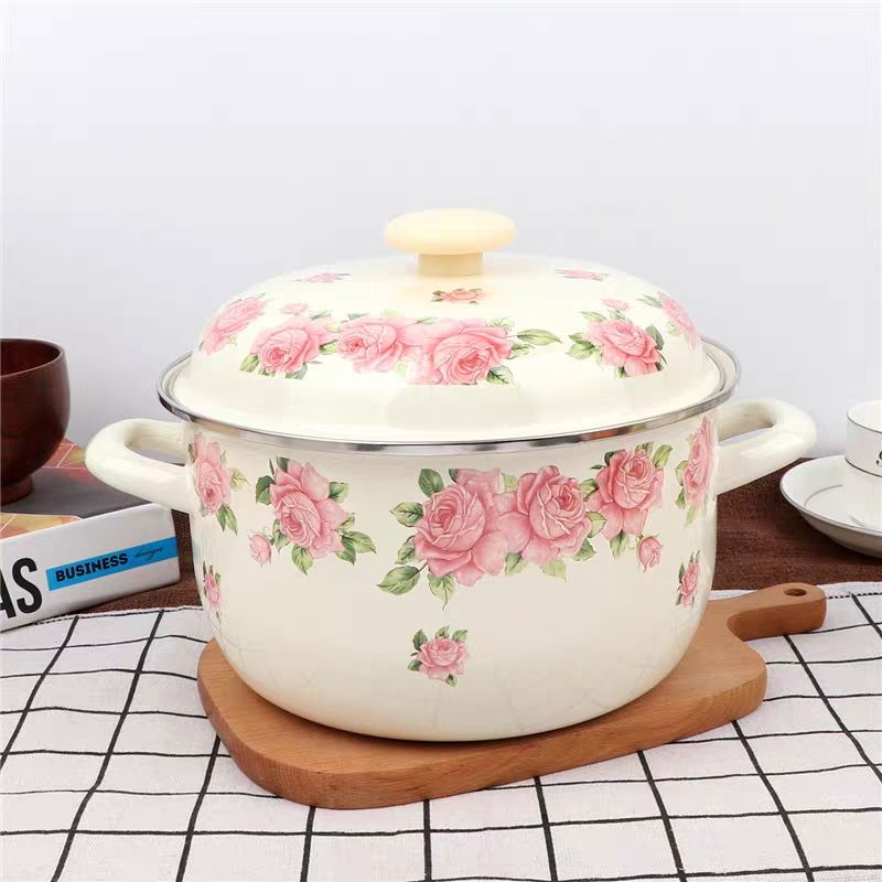 قدر المينا مزدوجة الأذن مع غطا - مراجعة Soup Kettle Warmer وسعره